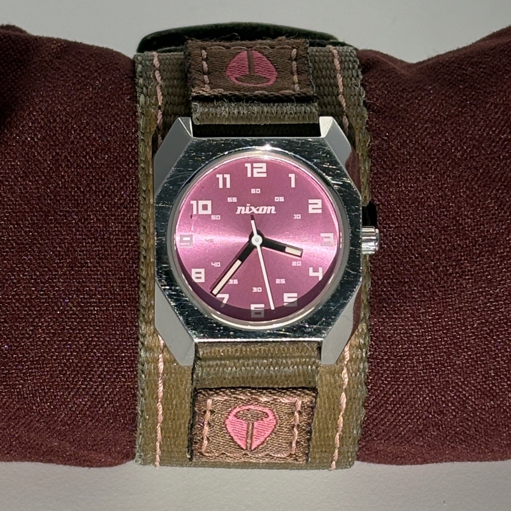 Nixon “The Small Scout” Pink and Brown 3-hand Watch - New Battery